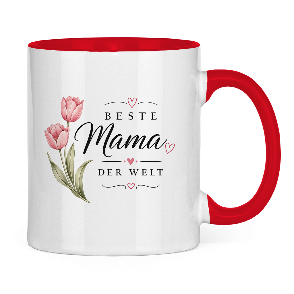 Best Mom in the World Mug with Tulips - Mother's Day Flowers Coffee Cup