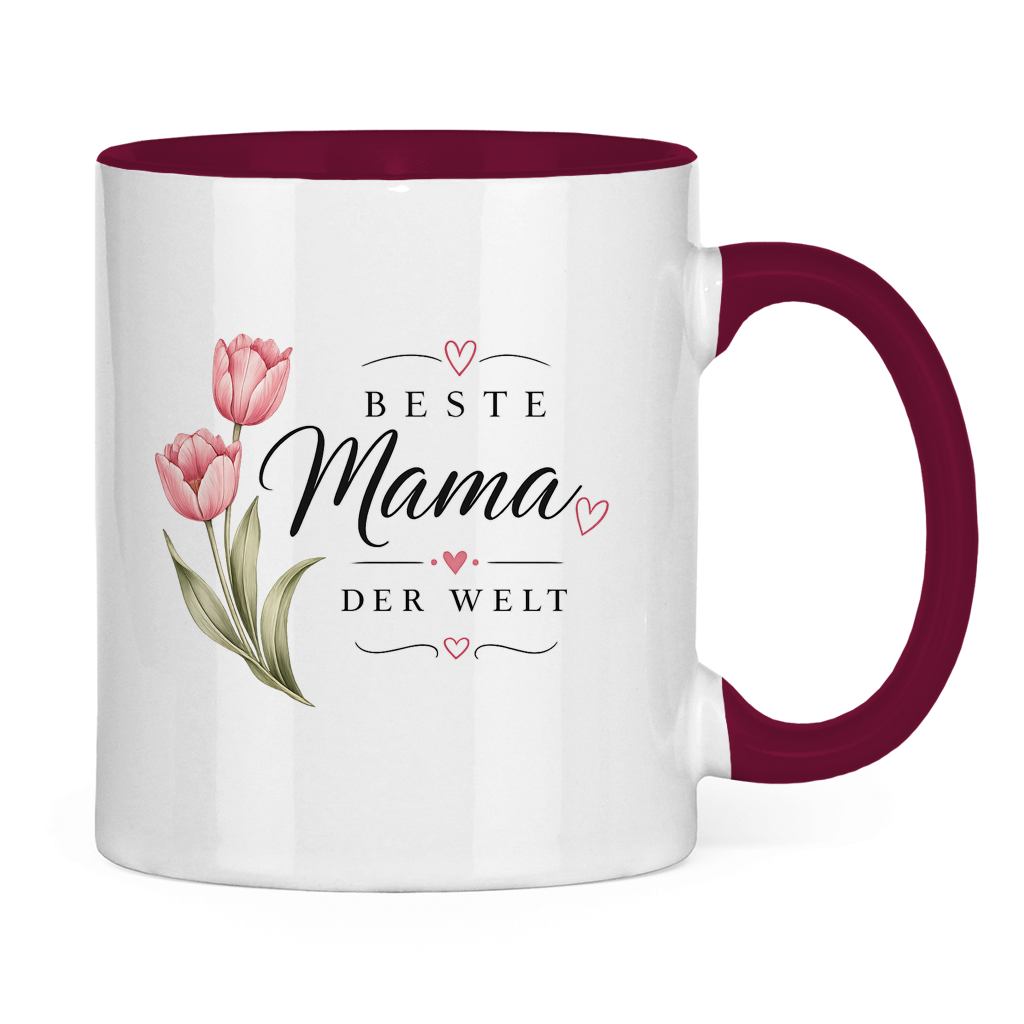 Best Mom in the World Mug with Tulips - Mother's Day Flowers Coffee Cup