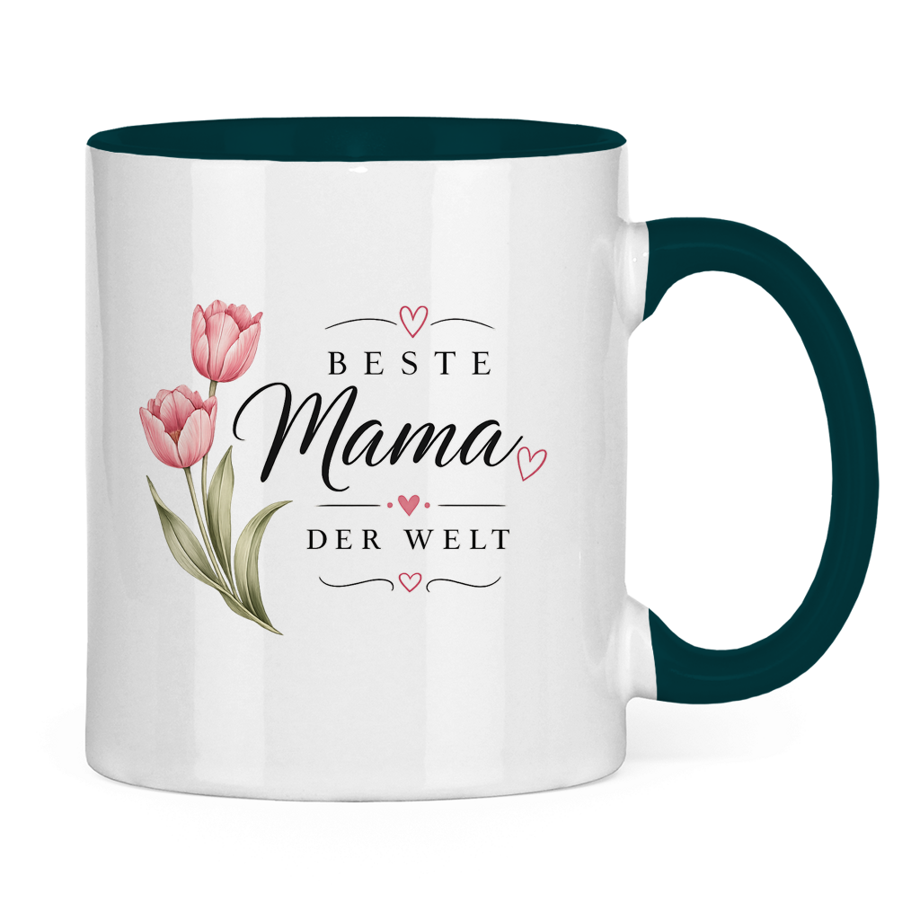 Best Mom in the World Mug with Tulips - Mother's Day Flowers Coffee Cup
