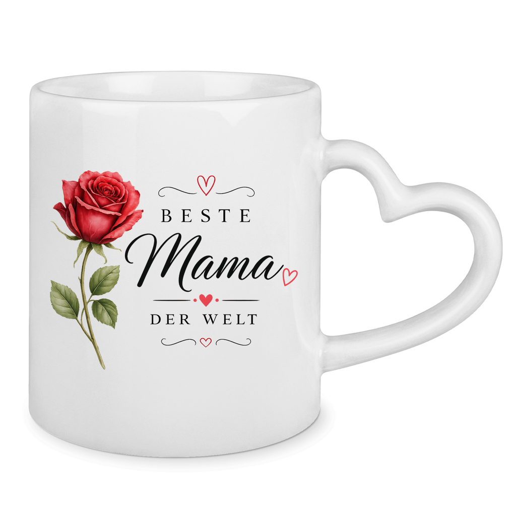 Tasse „Beste Mama der Welt“ mit Rose – Geschenk Muttertag Kaffeetasse Blumen Design