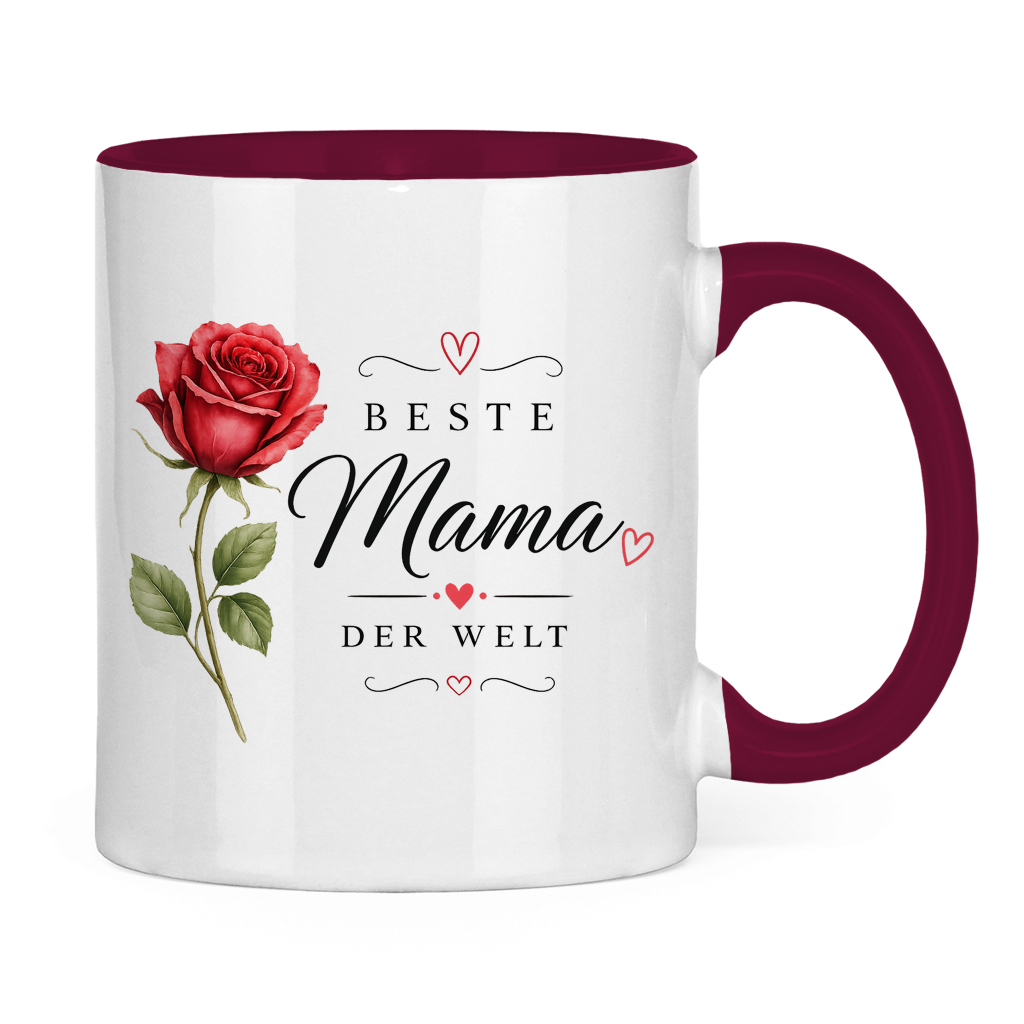 "Best Mom in the World" Mug with Rose - Mother's Day Gift Coffee Cup Floral Design