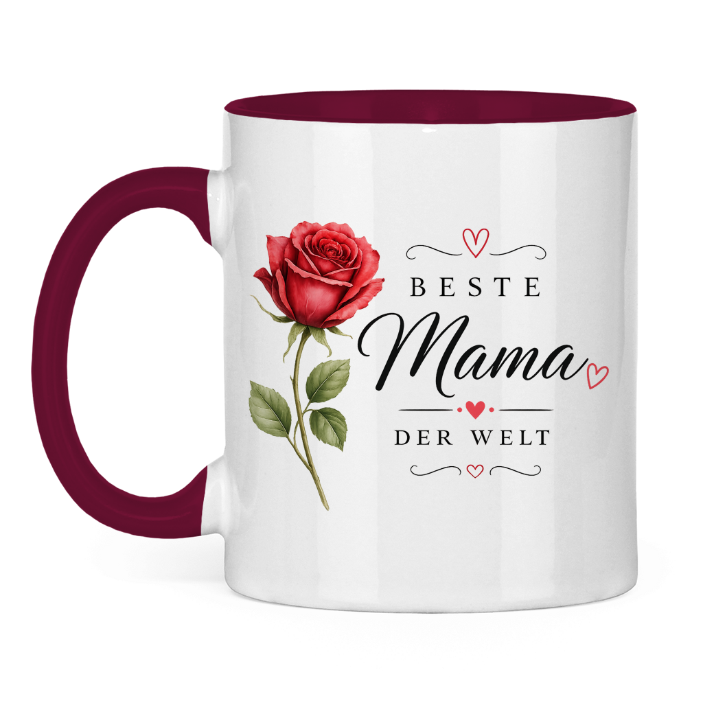 "Best Mom in the World" Mug with Rose - Mother's Day Gift Coffee Cup Floral Design