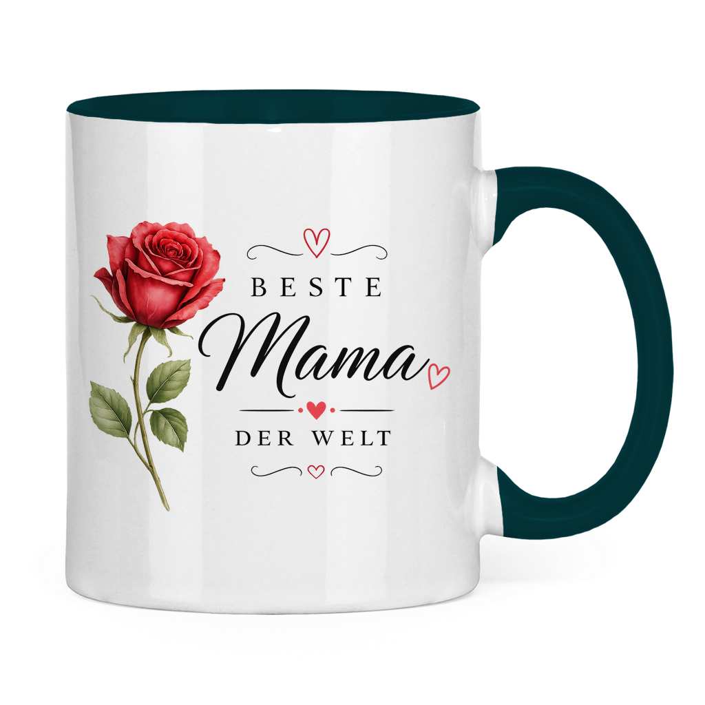 "Best Mom in the World" Mug with Rose - Mother's Day Gift Coffee Cup Floral Design