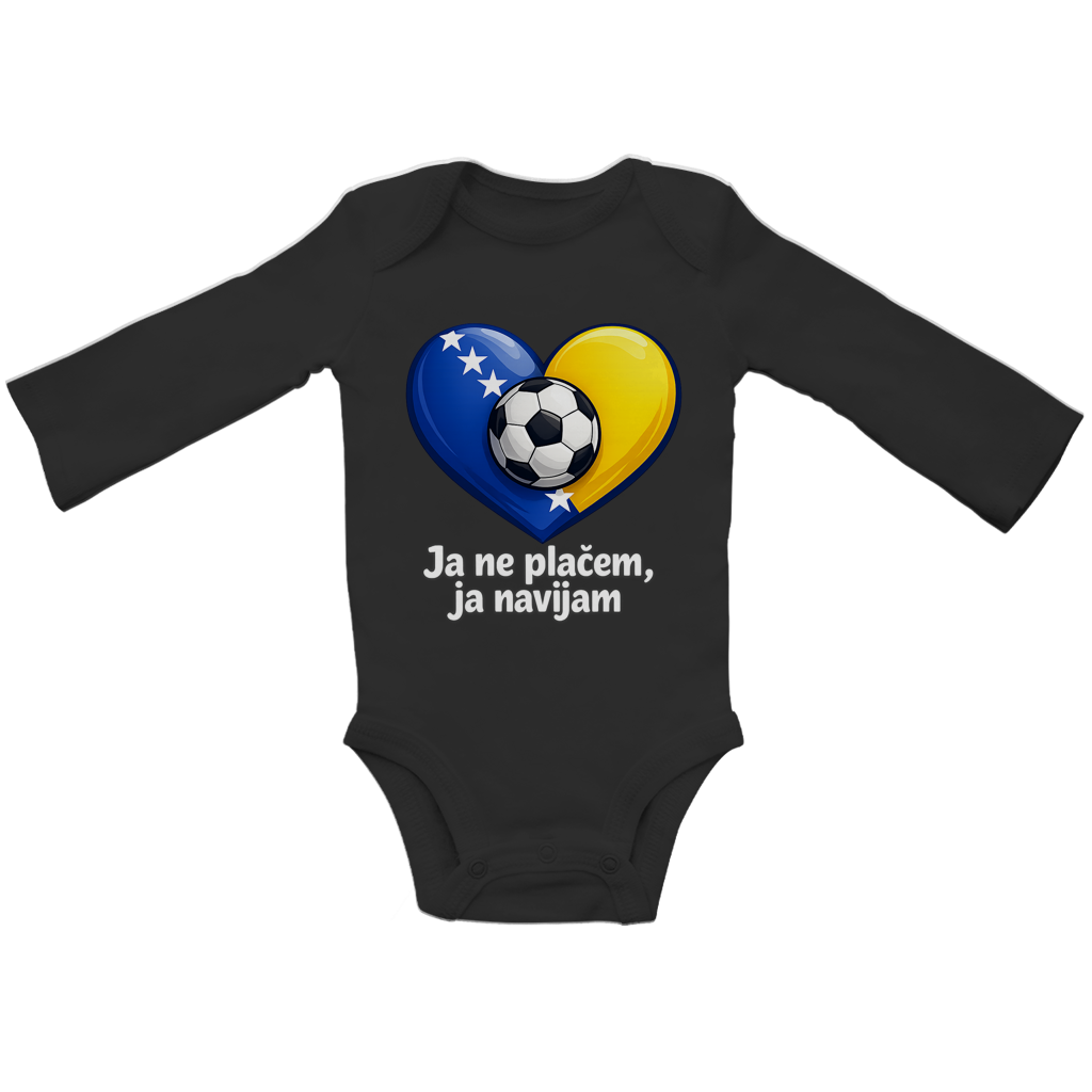 Baby Bio Bodysuite dugih rukava - Ja ne plačem, ja navijam | Prednji print