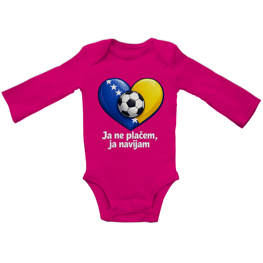 Baby Bio Bodysuite dugih rukava - Ja ne plačem, ja navijam | Prednji print