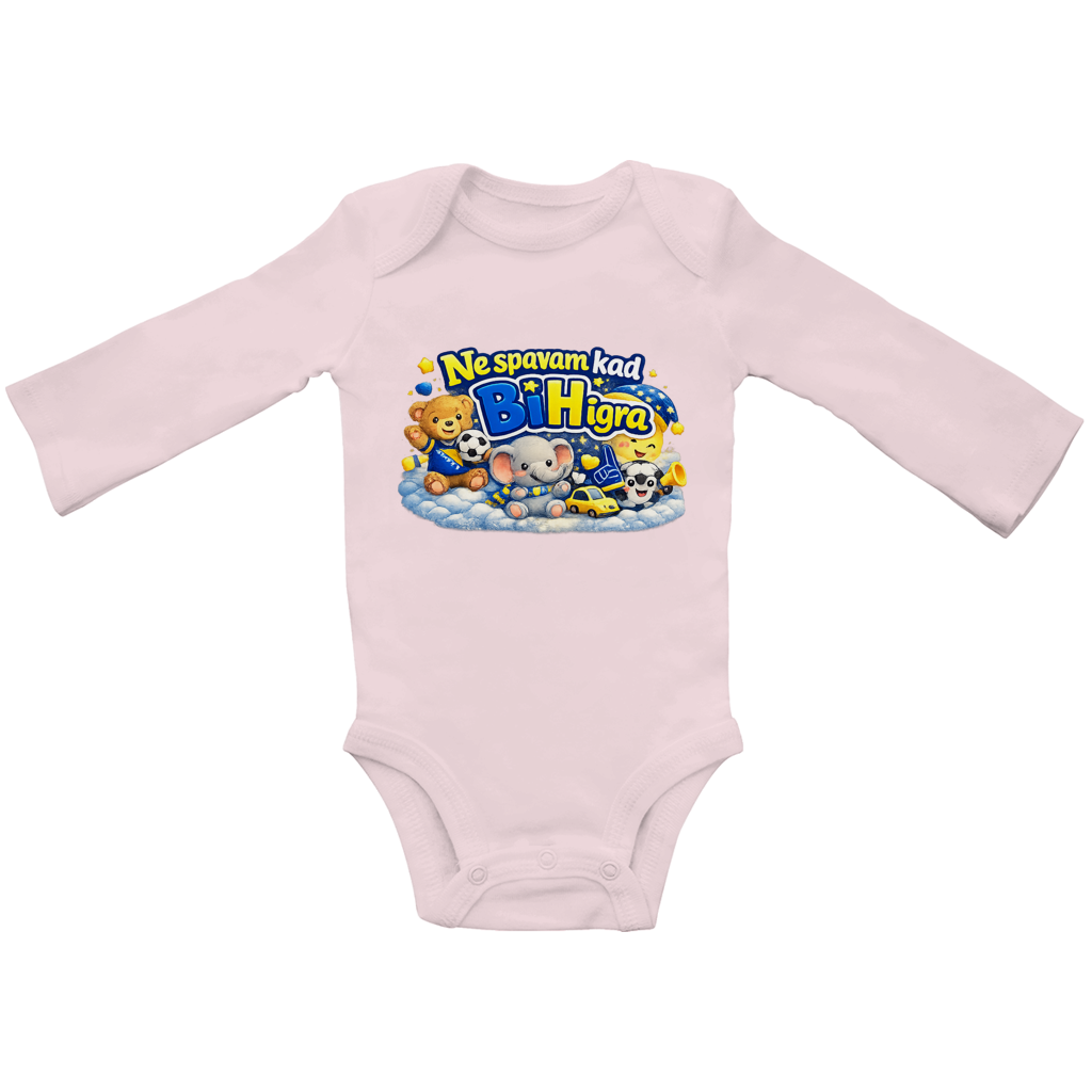 Baby Bio bodi dugih rukava - Ne spavam kad igra BiH | Prednja štampa