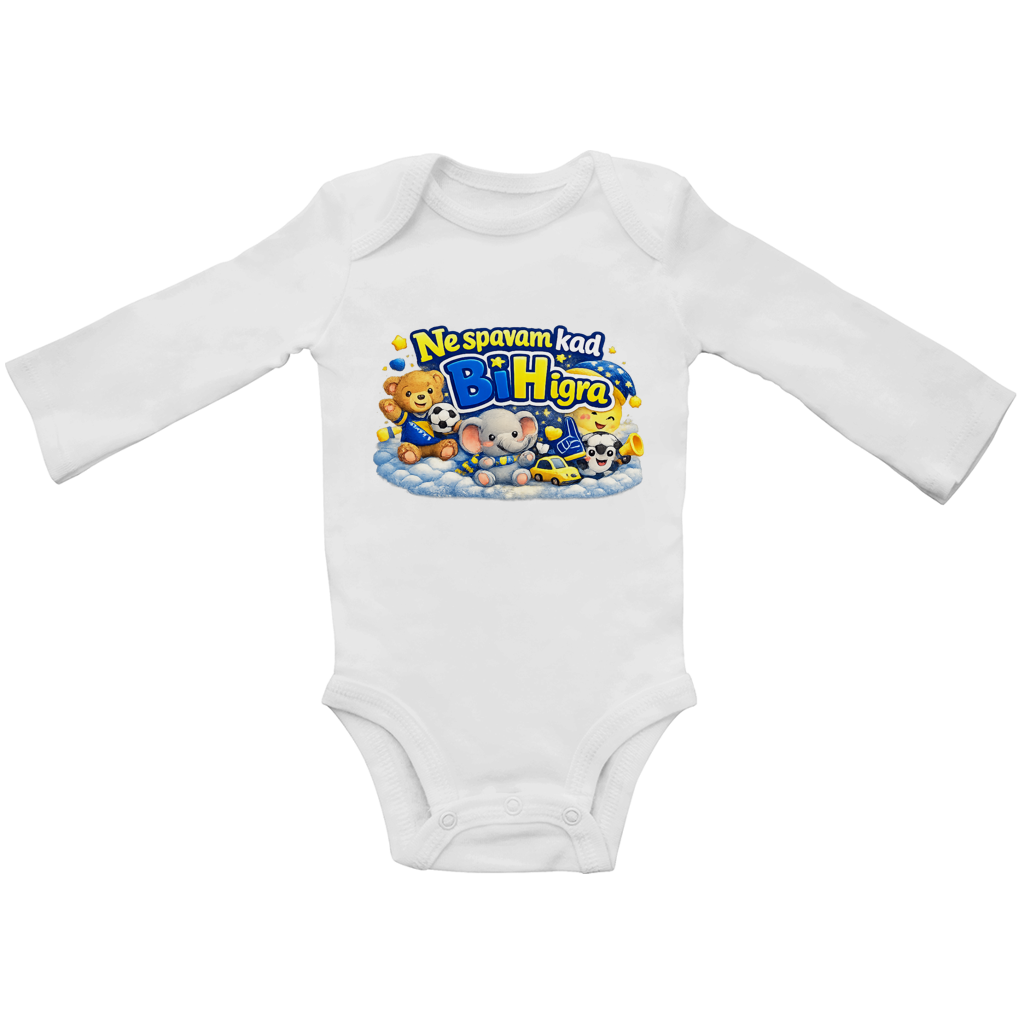 Baby Bio bodi dugih rukava - Ne spavam kad igra BiH | Prednja štampa
