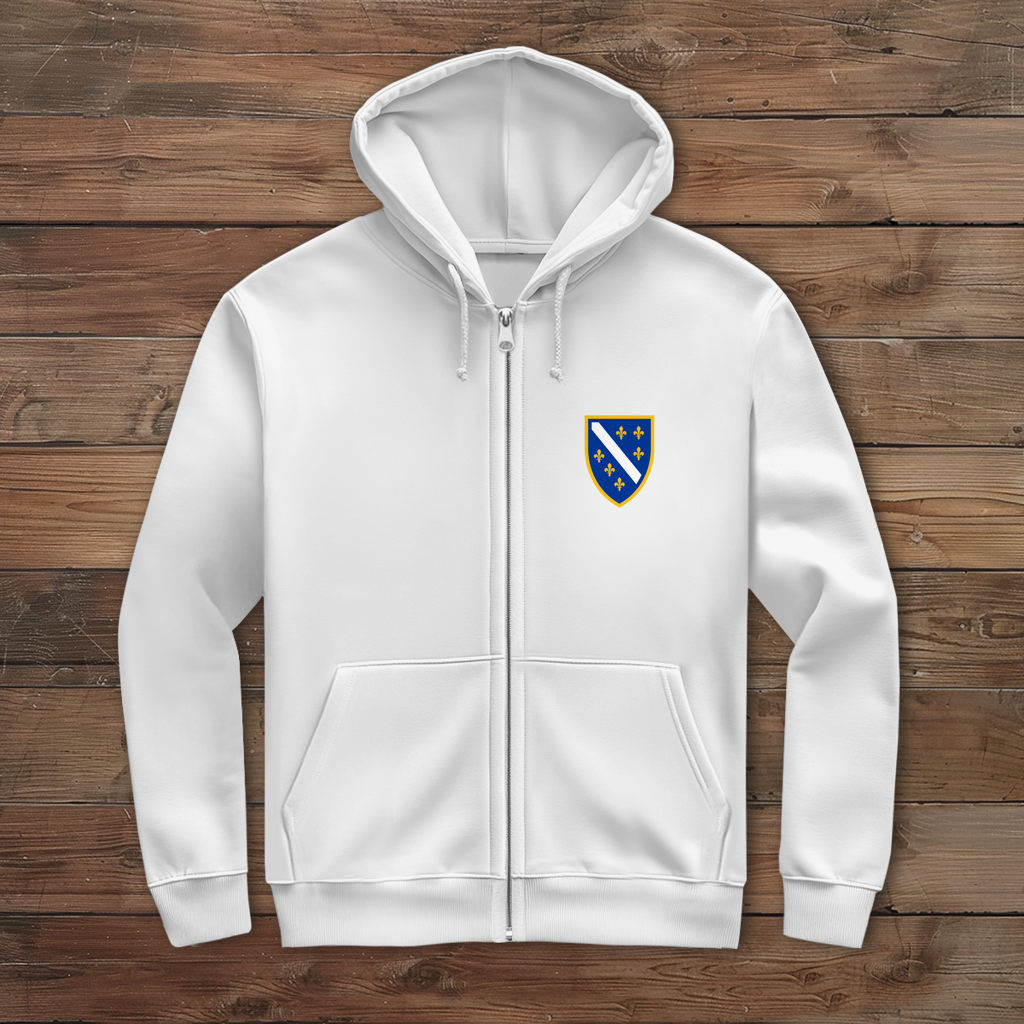 Men's Zipper Hoodie - Bosnian Coat of Arms with Lilies | Left Chest
