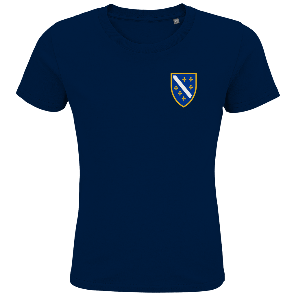 Kids Premium Organic T-Shirt - Bosnian Coat of Arms with Lilies | Left Chest