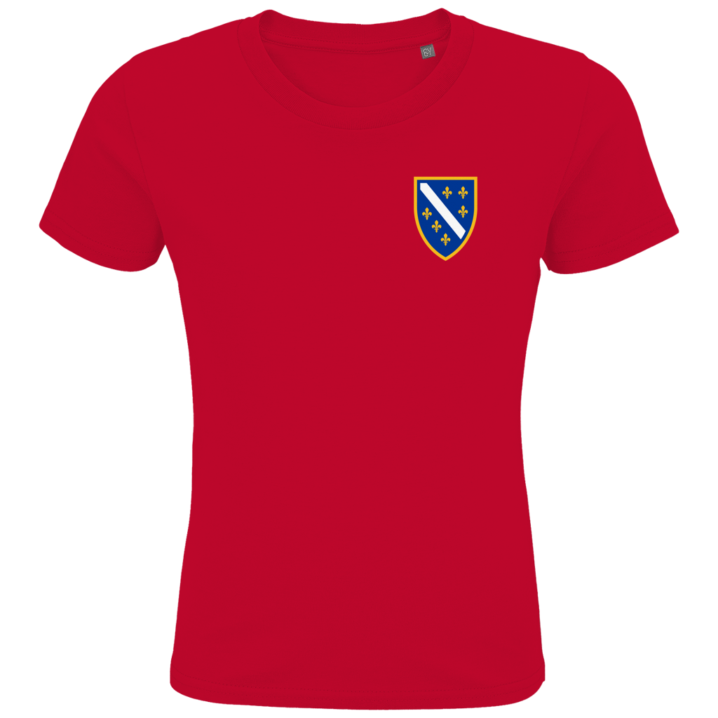 Kids Premium Organic T-Shirt - Bosnian Coat of Arms with Lilies | Left Chest