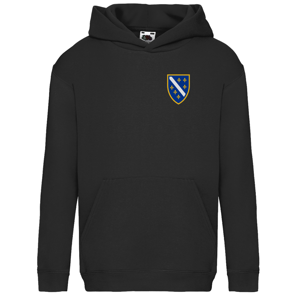 Kids Basic Hoodie - Bosnian Coat of Arms with Lilies | Left Chest