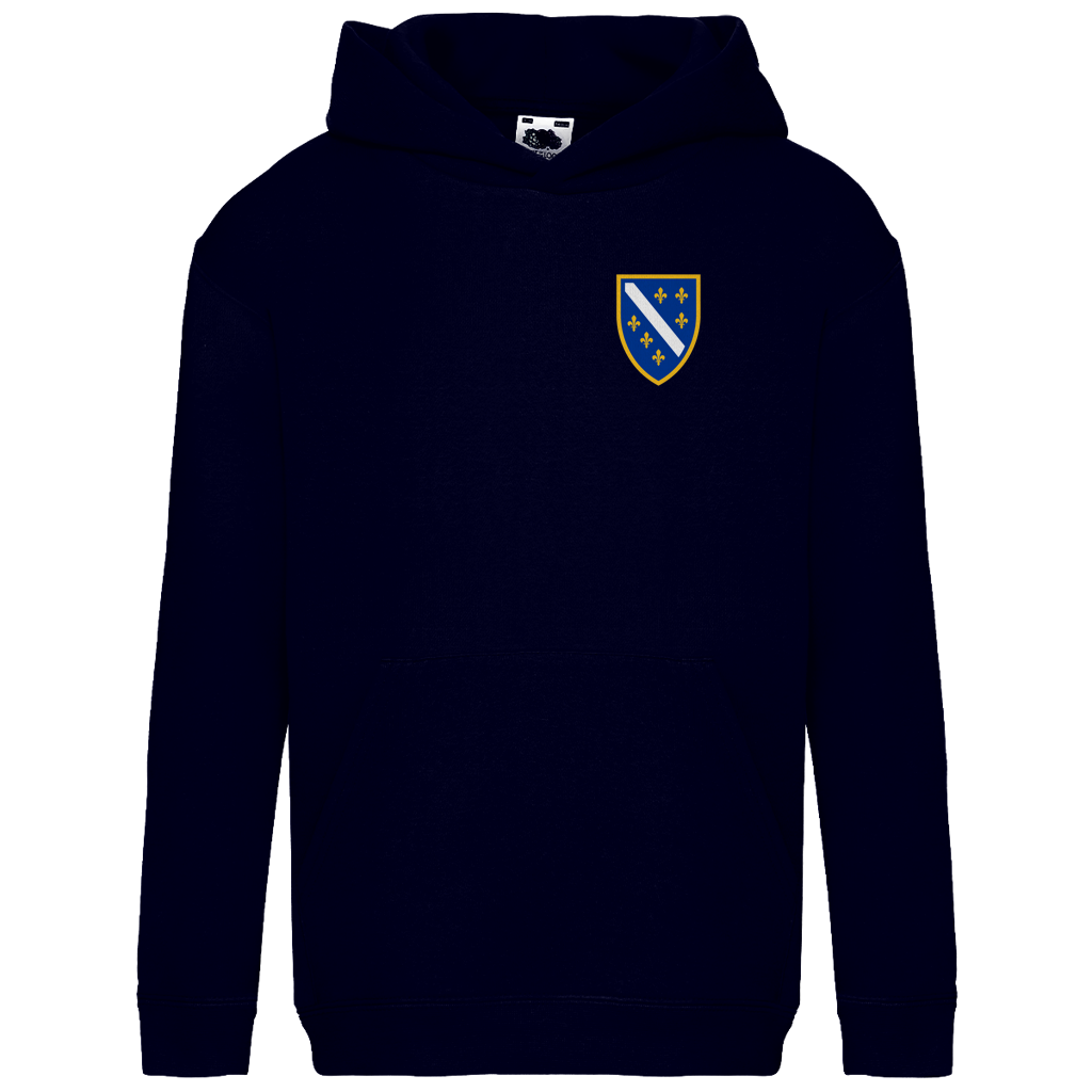 Kids Basic Hoodie - Bosnian Coat of Arms with Lilies | Left Chest