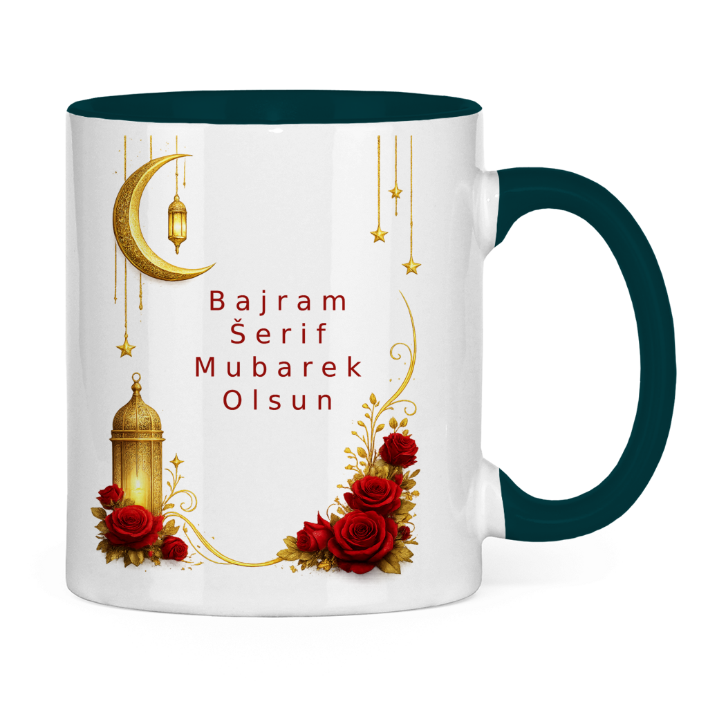 🇧🇦 Bajramska šolja Mjesec i ruže | Elegantan poklon za Bajram Mubarak
