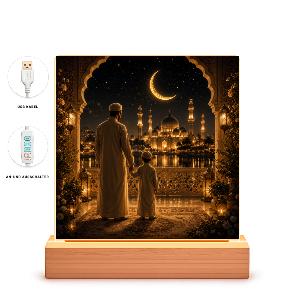 LED Bilderrahmen Vater & Sohn im Iman | Eid Mubarak