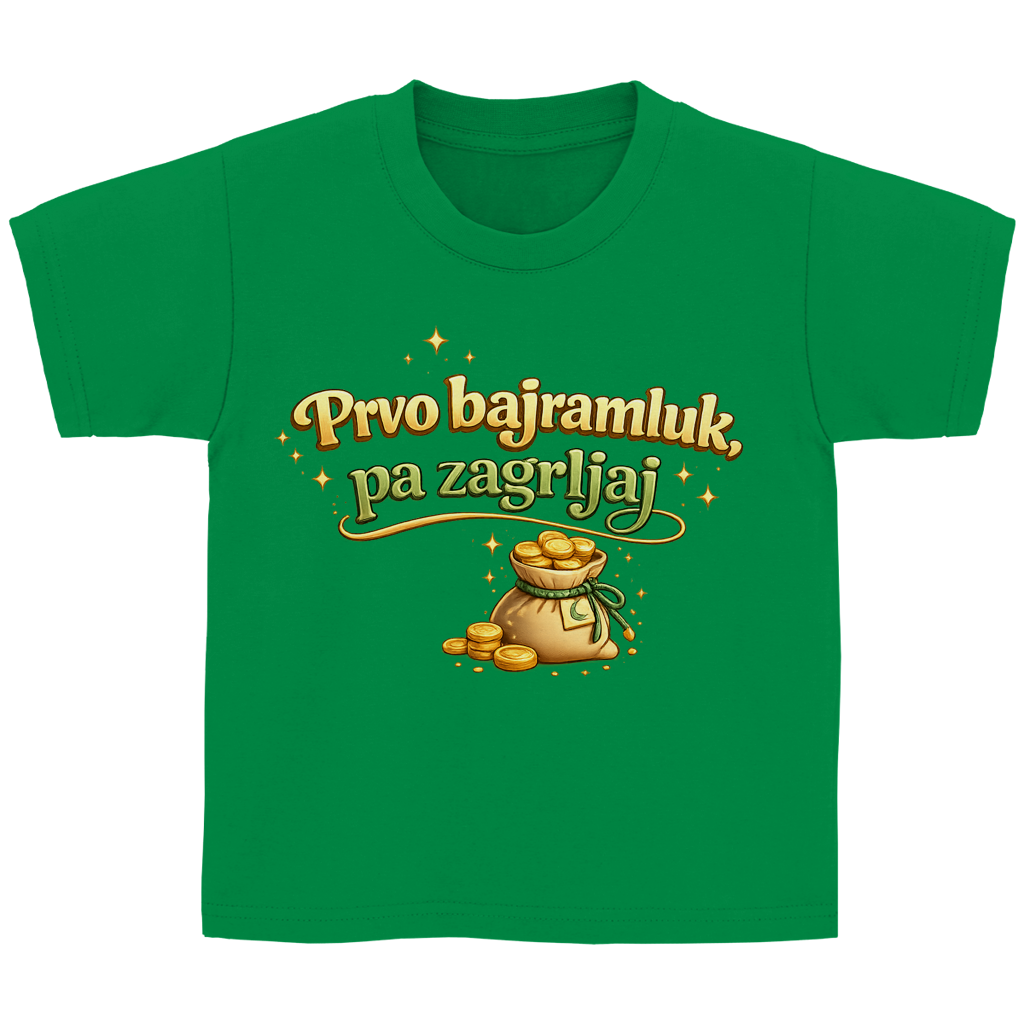 🇧🇦 Prvo Bajramluk pa zagrljaj – Dječija Basic majica kratkih rukava | Bajramska majica