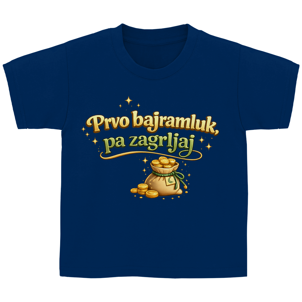 🇧🇦 Prvo Bajramluk pa zagrljaj – Dječija Basic majica kratkih rukava | Bajramska majica