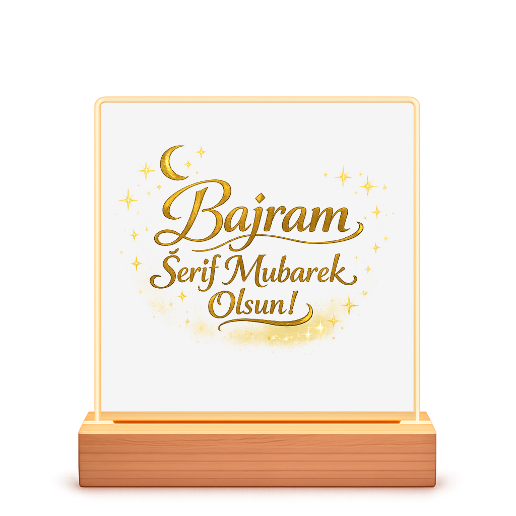 🇧🇦 LED Bilderrahmen - Bajram Serif Mubarek Olsun | Elegantes Eid Mubarak Geschenk