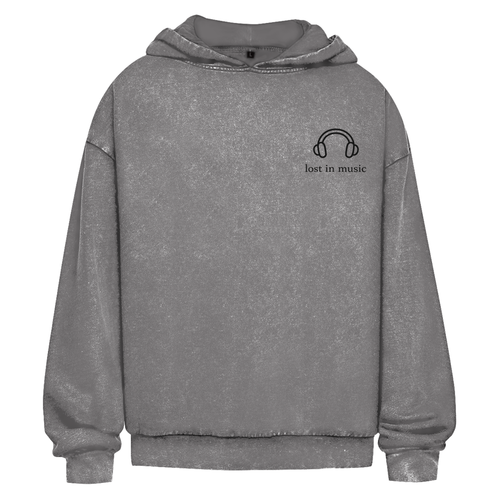 Oversize Washed Hoodie Lost in Music