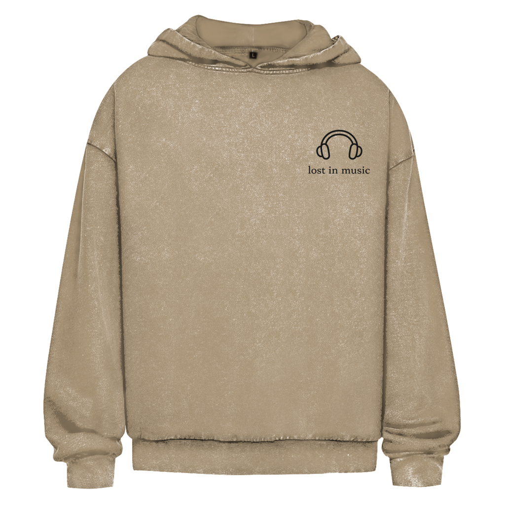 Oversize Washed Hoodie Lost in Music