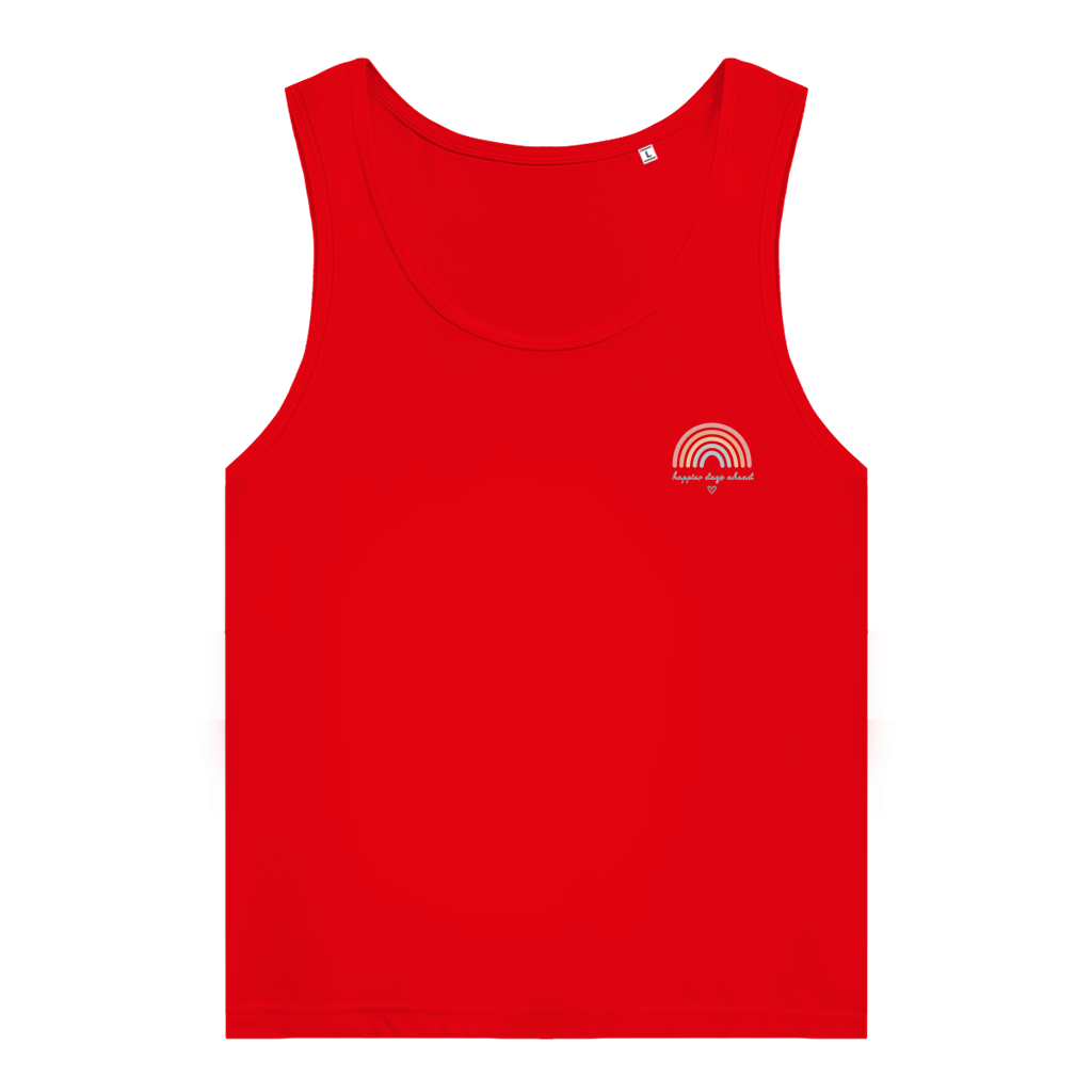 Damen Bio Tank Top „Happier Days Ahead“ – Rainbow Sommer Shirt aus Bio Baumwolle