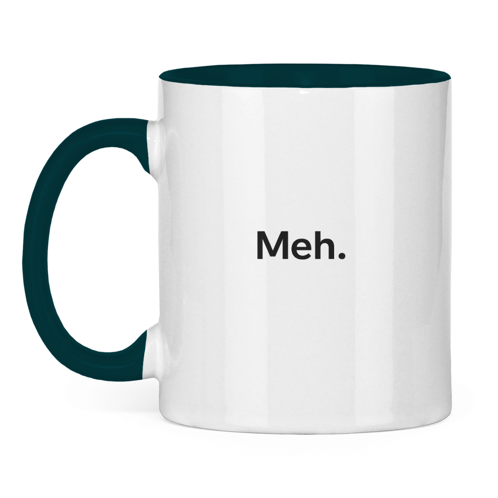 Smiješna šolja „Meh.“ – Minimalistička šolja za kafu