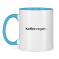 Lustige Tasse „Kaffee regelt.“