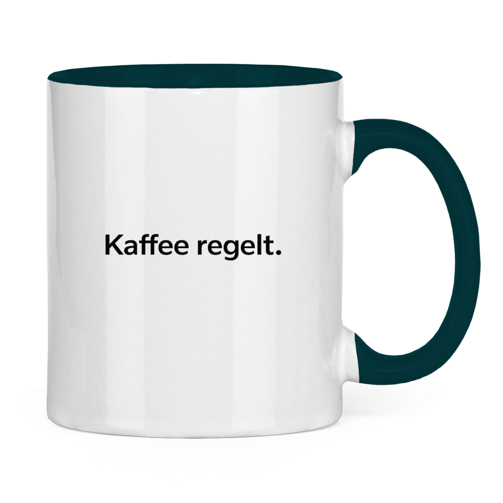 Lustige Tasse „Kaffee regelt.“