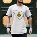 Herren T-Shirt - Minimalistisches Bosnia Outline Design mit Bosnischem Ljiljan