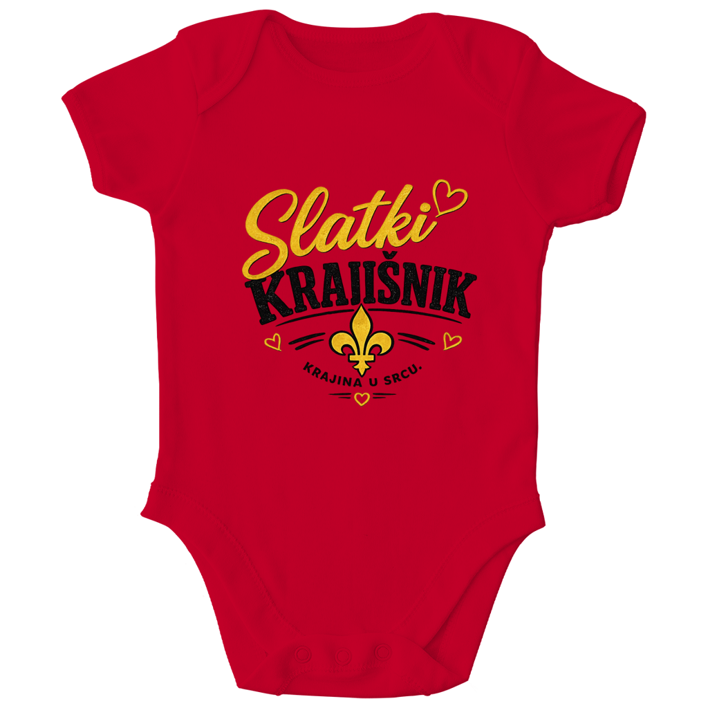 Bodi za bebe „Slatki Krajišnik“ – Zabavni bodi za bebe sa Balkana od organskog pamuka