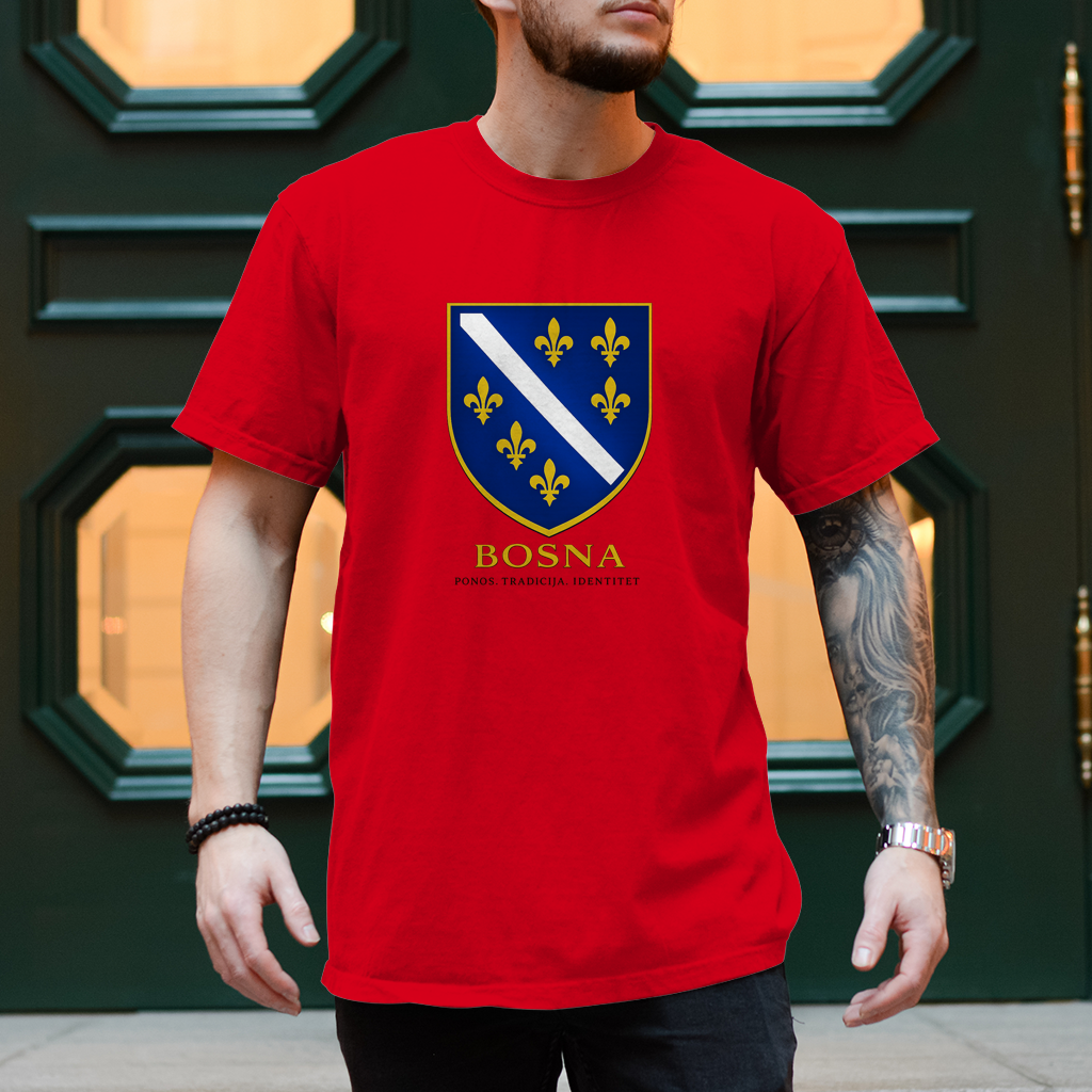 Herren T-Shirt „Bosna – Ponos. Tradicija. Identitet.“ | Bosnischer Streetwear Style