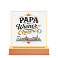 LED Bilderrahmen Quadrat – Papa mit Wiener Charme | Vatertag Geschenk Österreich