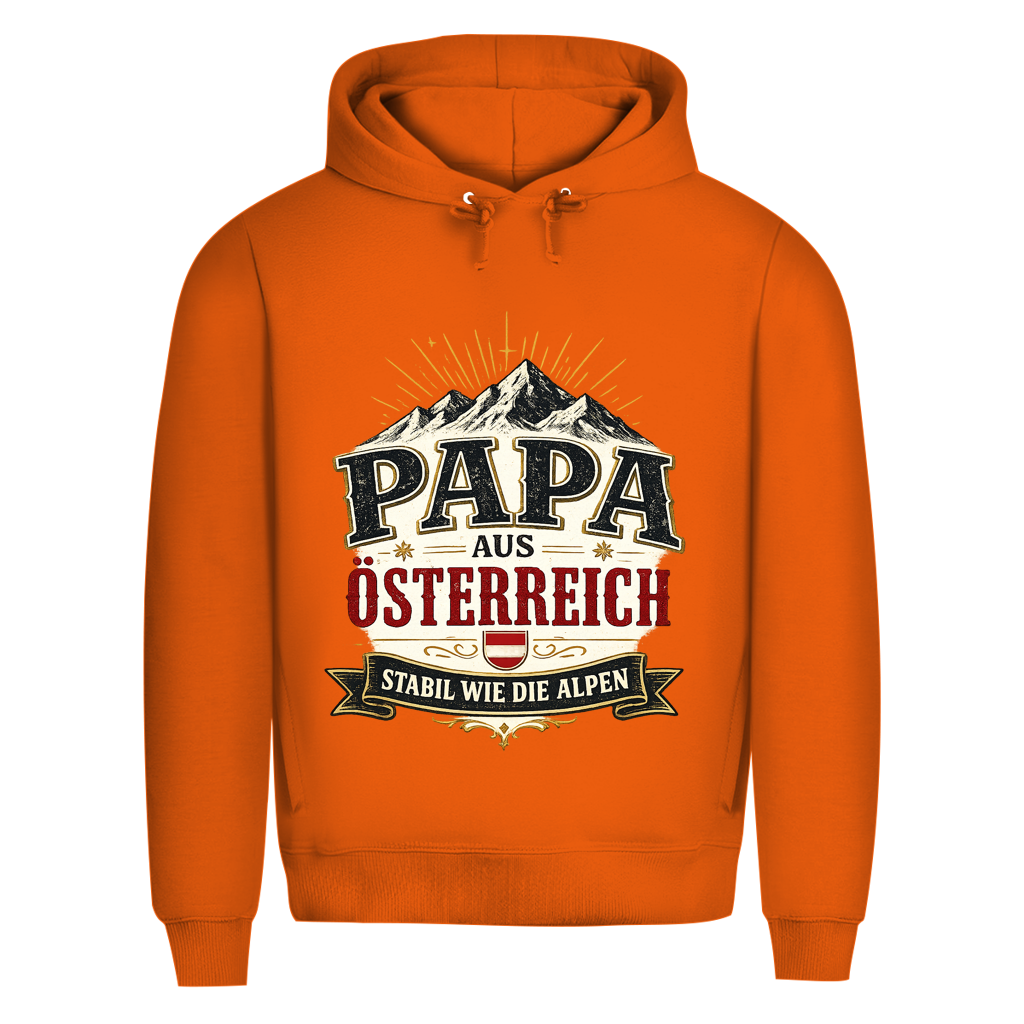 Herren Bio Hoodie „Papa aus Österreich – stabil wie die Alpen“ | Vatertag Geschenk
