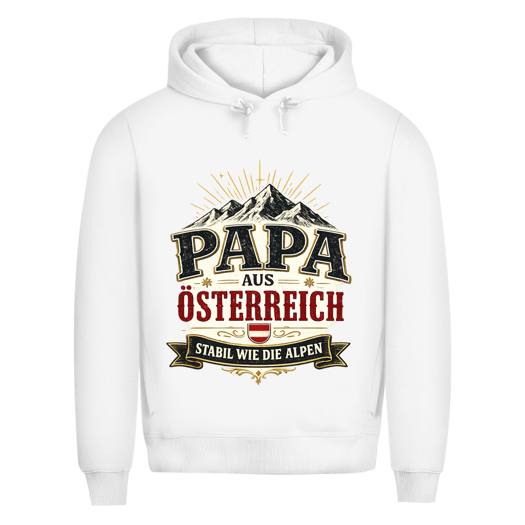 Herren Bio Hoodie „Papa aus Österreich – stabil wie die Alpen“ | Vatertag Geschenk