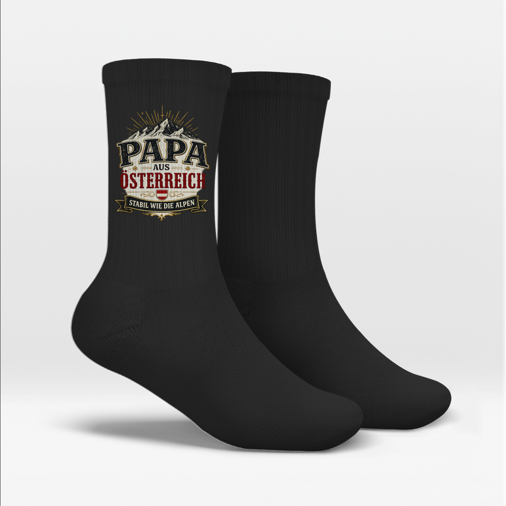 Crew Socken „Papa aus Österreich – stabil wie die Alpen“ | Vatertag Geschenk