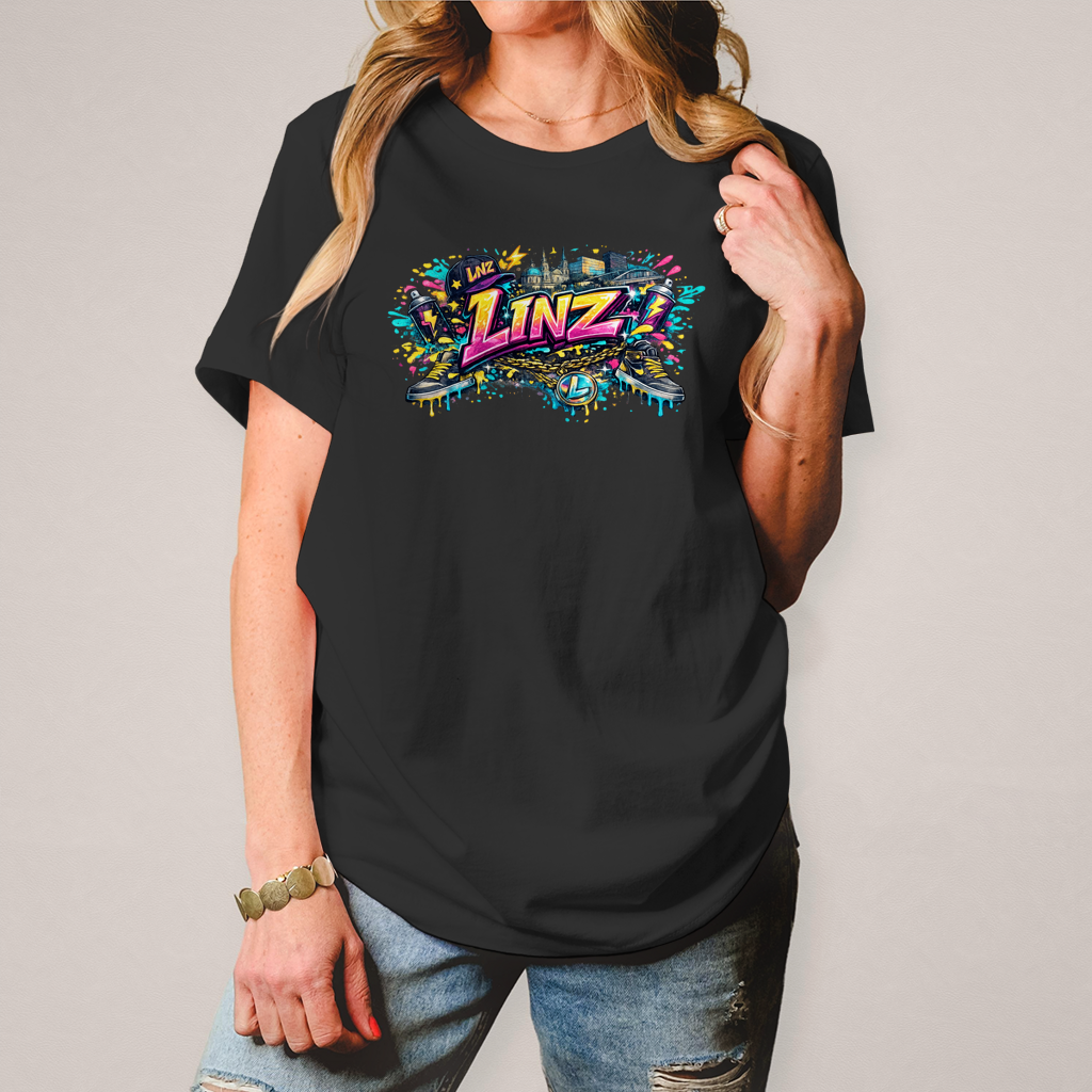 Damen T-Shirt LINZ Graffiti Style – Austria Street Vibes Kollektion