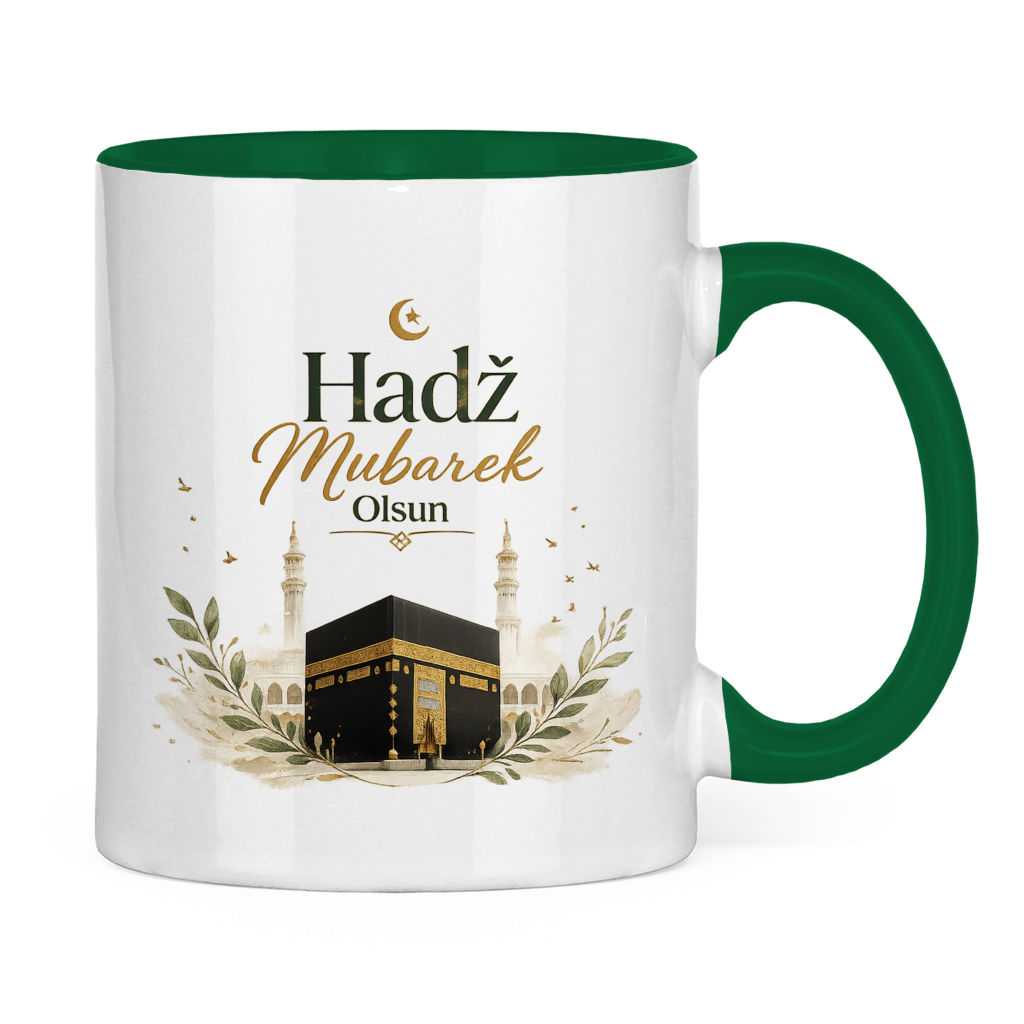🇧🇦 Zweifarbige Tasse „Hadž Mubarek Olsun“ – Islamische Keramiktasse mit Kaaba Design