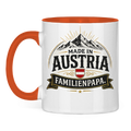 Zweifarbige Tasse „Made in Austria – Familien Papa“ | Lustiges Vatertag Geschenk