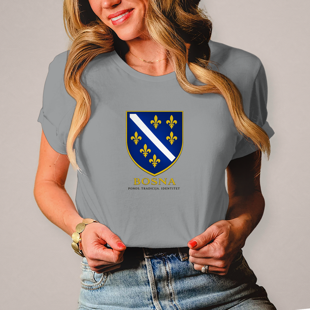 Damen T-Shirt „Bosna – Ponos. Tradicija. Identitet.“ | Bosnischer Streetwear Style