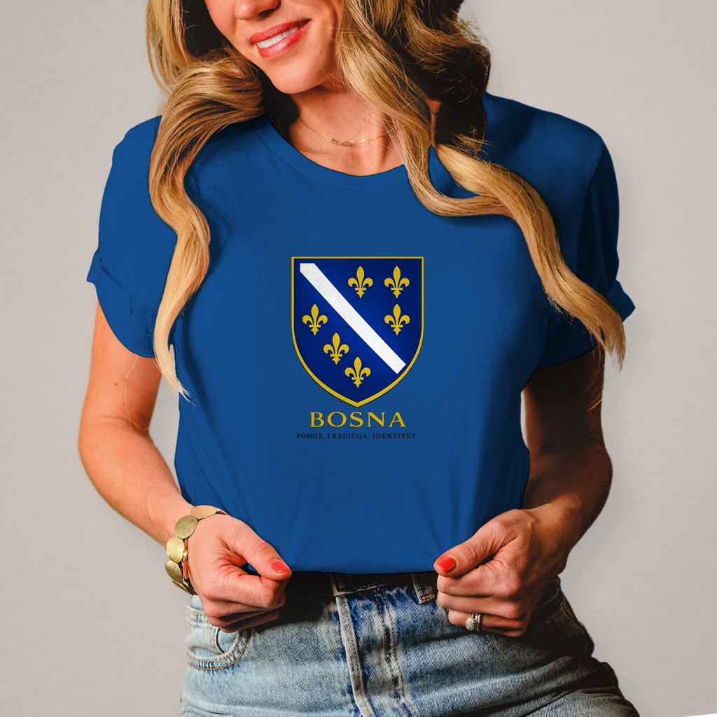 Damen T-Shirt „Bosna – Ponos. Tradicija. Identitet.“ | Bosnischer Streetwear Style