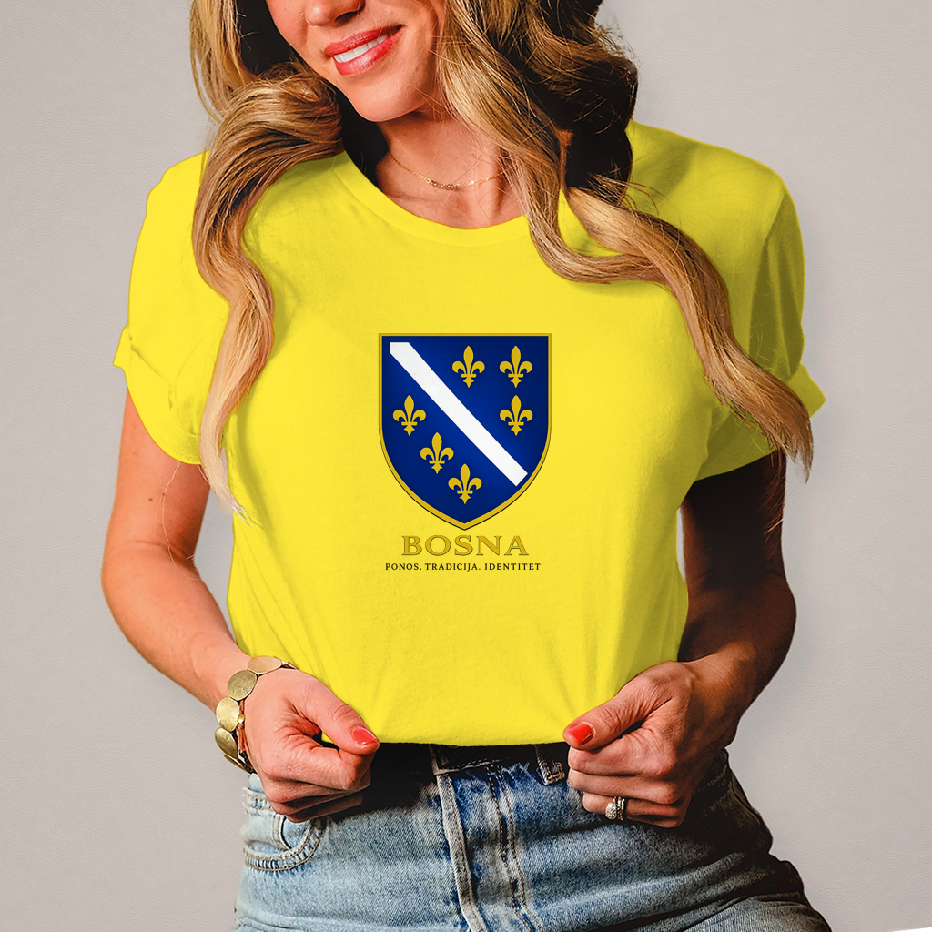 Ženska majica „Bosna – Ponos. Tradicija. Identitet.“ | Bosanski streetwear stil
