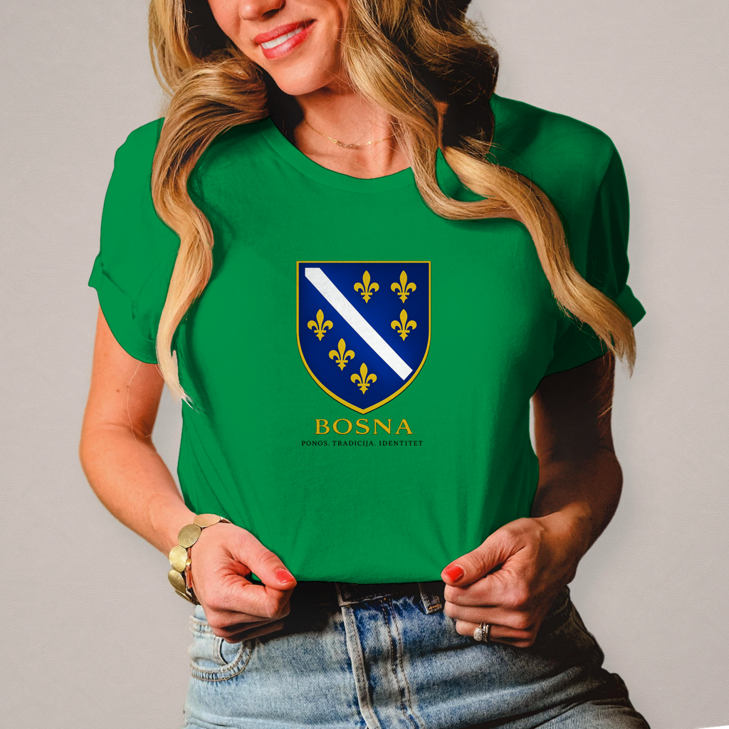 Ženska majica „Bosna – Ponos. Tradicija. Identitet.“ | Bosanski streetwear stil