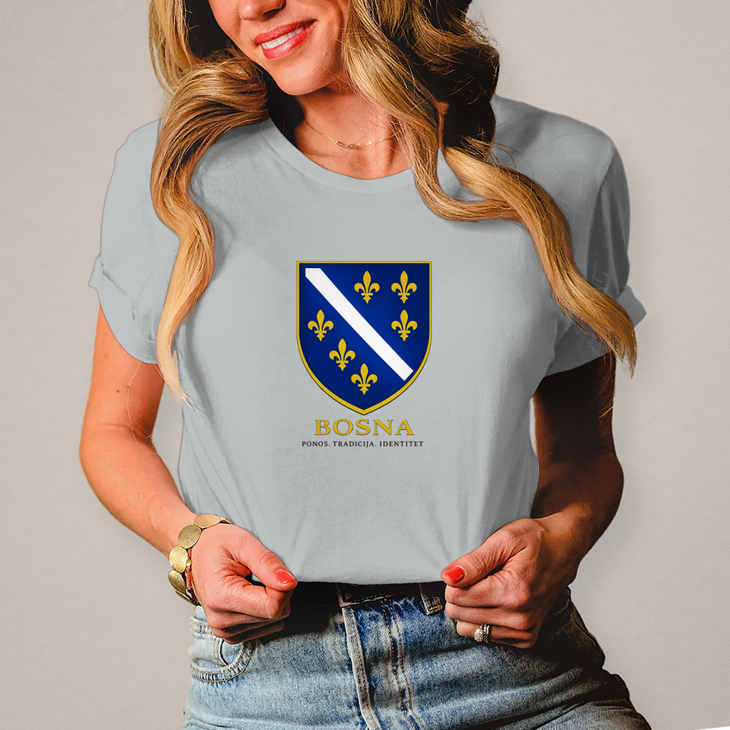Ženska majica „Bosna – Ponos. Tradicija. Identitet.“ | Bosanski streetwear stil