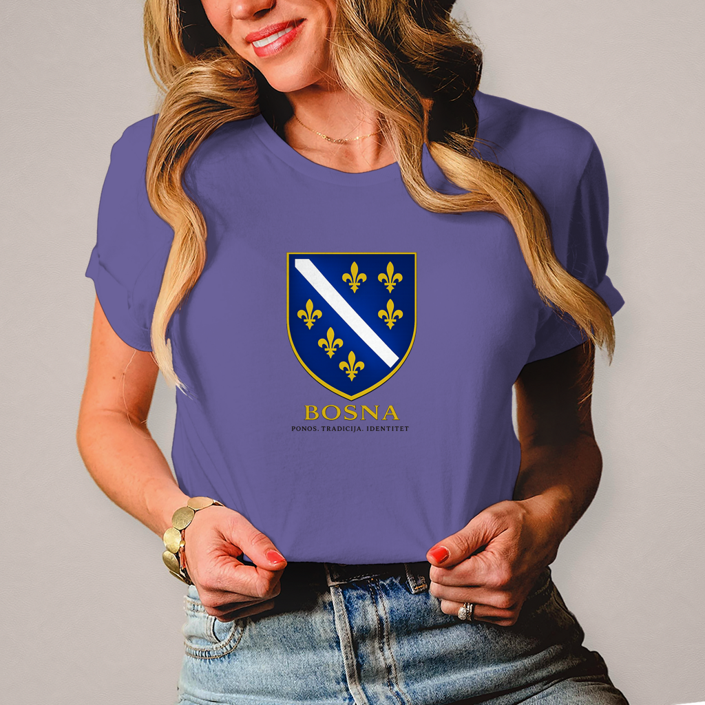 Damen T-Shirt „Bosna – Ponos. Tradicija. Identitet.“ | Bosnischer Streetwear Style