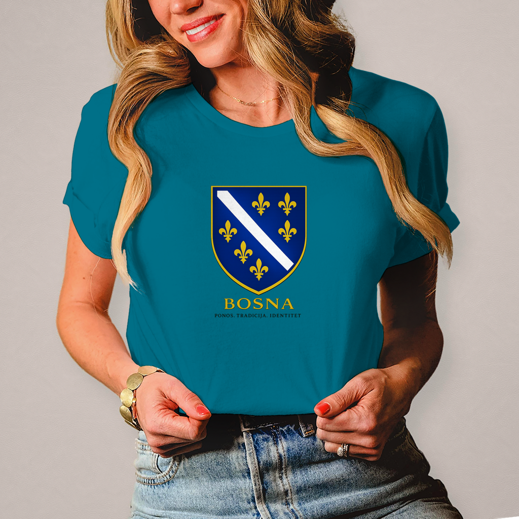 Ženska majica „Bosna – Ponos. Tradicija. Identitet.“ | Bosanski streetwear stil