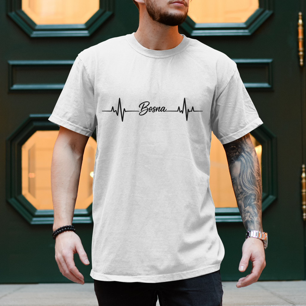 Herren T-Shirt „Bosna Heartbeat“ – Minimalistisches Bosnien Streetwear Shirt