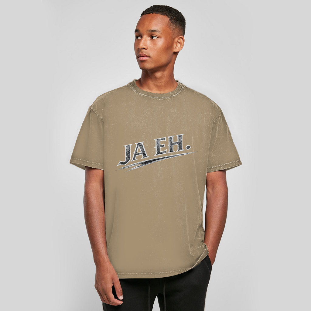 Prevelika isprana majica „Ja eh“ – Austrijska Acid Wash Streetwear majica
