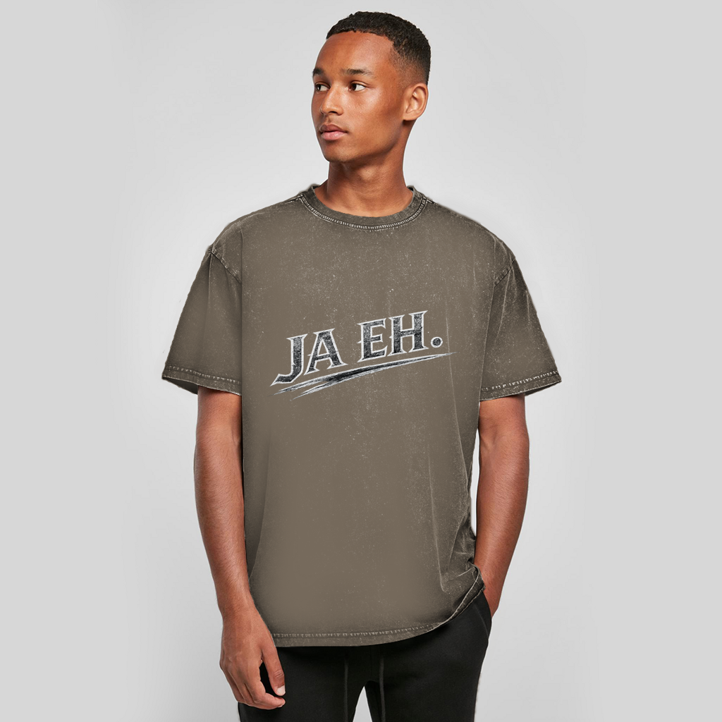 Oversize Washed T-Shirt „Ja eh“ – Österreichisches Acid Wash Streetwear Shirt