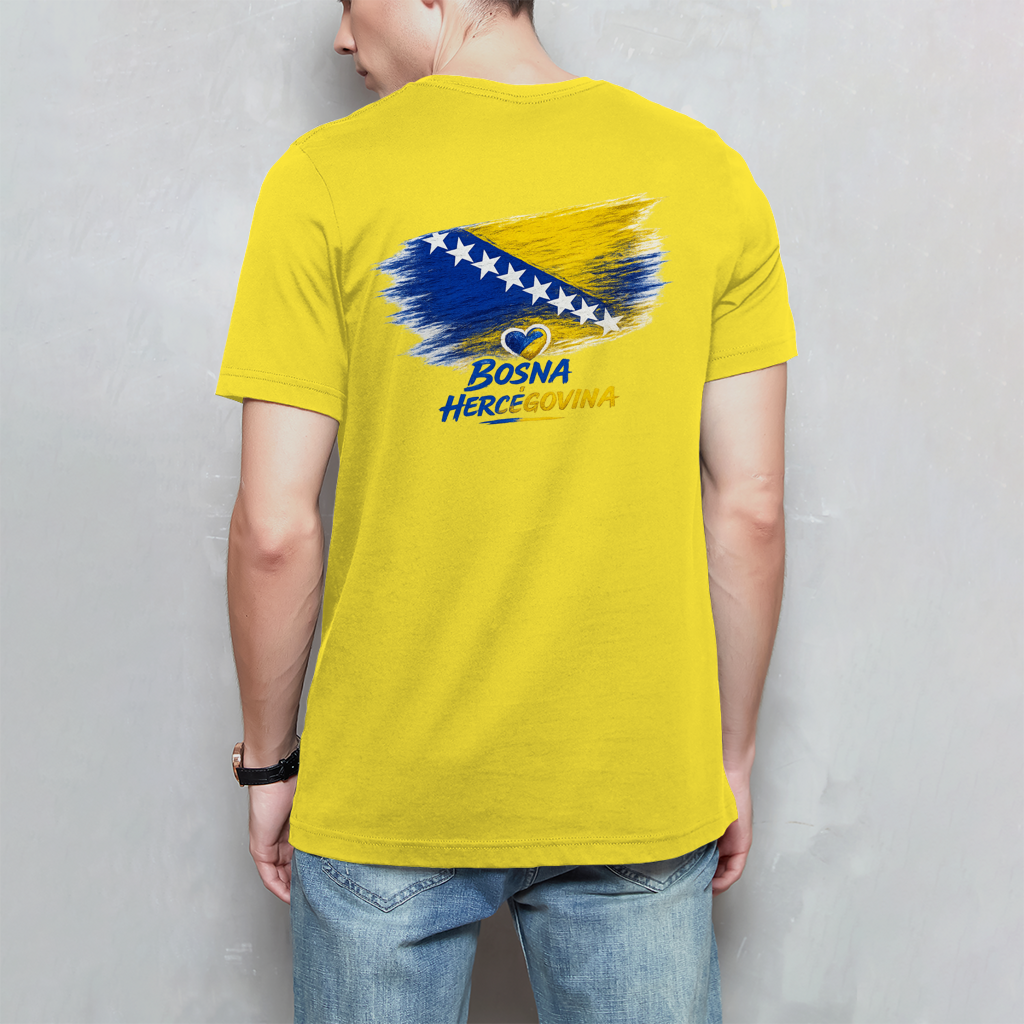 Basic Herren T-Shirt Bosnien Flagge Herz