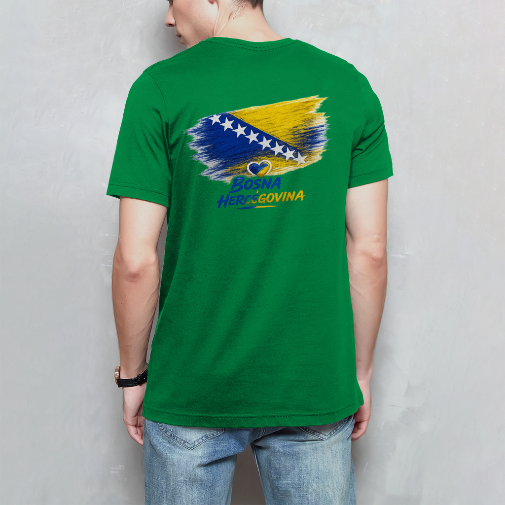 Basic Herren T-Shirt Bosnien Flagge Herz