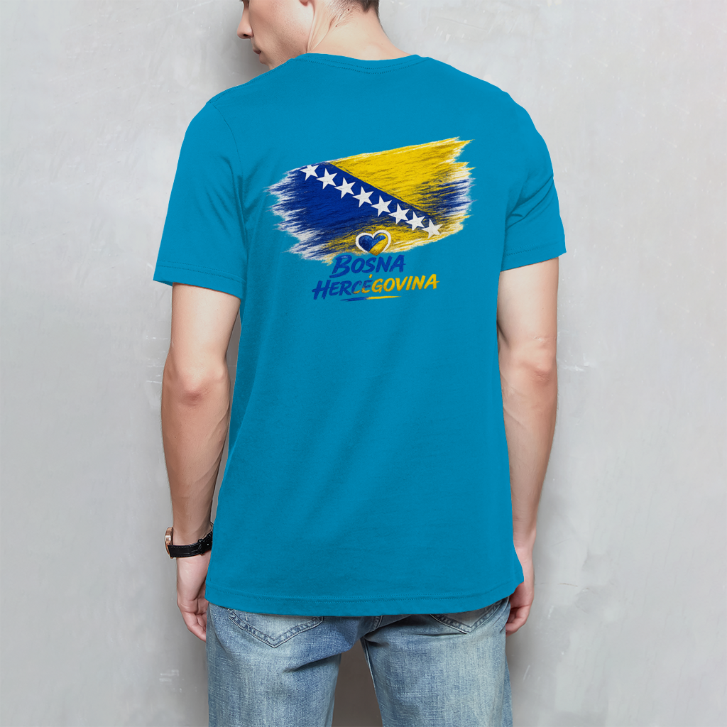 Basic Herren T-Shirt Bosnien Flagge Herz